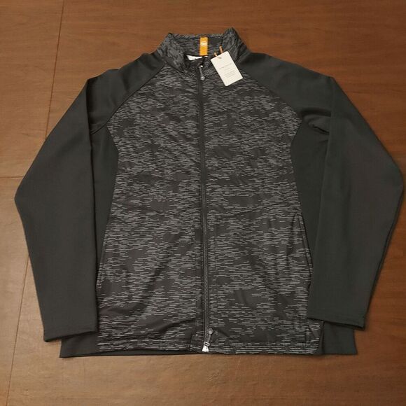 Peter Millar Merge Elite Hybrid Golf Jacket Full Zip Black Grey Men's Size L